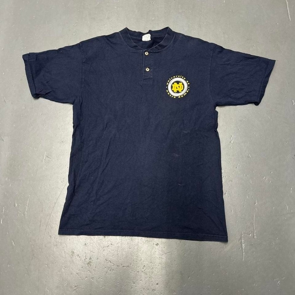 Vintage 90s Notre dame fighting Irish pocket print graphic Henley tshirt